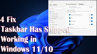 Taskbar Has Stopped Working in Windows 1110  4 Fix [upl. by Misaq]