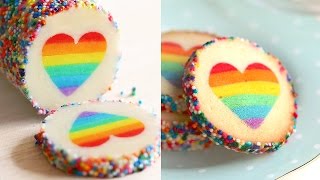 quotEugenie Cookiequot Rainbow Heart Cookies Slice amp Bake Surprise [upl. by Jenesia310]