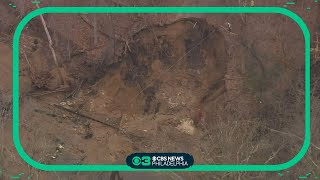 Large hole opens up along Raccoon Creek in Mullica Hill NJ [upl. by Enelaehs854]