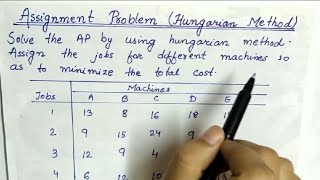 Lec29 Assignment Problem Hungarian Method  In Hindi  Operation Research [upl. by Omrellig]