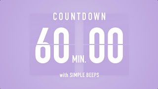 60 Min  1 Hour  Countdown Flip Clock Timer  Simple Beeps 🫐 🔔 [upl. by Ethelred]