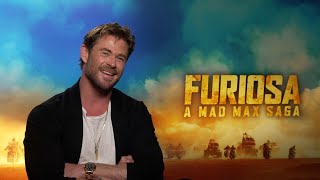 «Furiosa A Mad Max Saga» Chris Hemsworth on villain workouts and teddy bears [upl. by Anuaik]