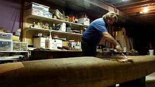 Old Town Otca canoe restoration  applying epoxy [upl. by Lalo]