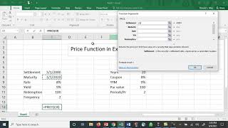 Bond Valuation Price Function in Excel [upl. by Fiedler256]