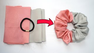 Turn Your Hair Tie to 2TONES Scrunchies 😍 Making Scrunchies with Elastic Hair Tie [upl. by Prober]