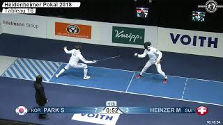 2018 98 T16 02 M E Individual Heidenheim GER WC BLUE HEINZER SUI vs PARK KOR [upl. by Nafets660]