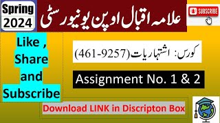 AIOU Code 461 Solved Assignment No1 amp 2 Spring 2024  Subject Advertising  Bachelor BABCom [upl. by Hobart491]