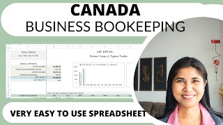 Canada Business Bookkeeping Spreadsheet 2 Sales Taxes GST PST QST Income Expense Profit Loss Tracker [upl. by Judon]