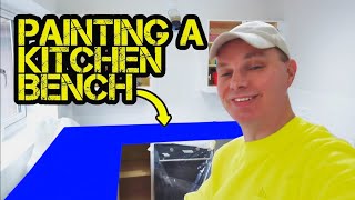 I PAINTED MY KITCHEN BENCHTOP S1E32A diy home homedecor tiles painting [upl. by Luhar771]