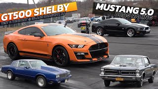 Ford Mustang Shelby GT500 vs Mustang 50 amp GTO Drag Racing  Island dragway [upl. by Jean-Claude]