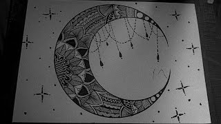 A Beautiful Moon  Mandala Art  Drawing  Blissful Doodles [upl. by Silyhp]