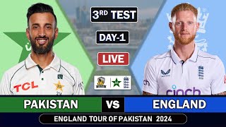 PAKISTAN vs ENGLAND 3rd TEST MATCH LIVE SCORES  PAK vs ENG LIVE MATCH COMMENTARY  ENG BAT [upl. by Ennaihs57]