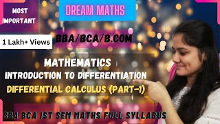 Introduction to differentiationhow to find derivativesBBA Maths BCA MathsBCOM Maths [upl. by Solana]