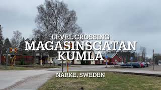 Kvarntorpsbanan   Järnvägsövergång  Level Crossing  Magasinsgatan Kumla  Närke Sweden [upl. by Wootten]