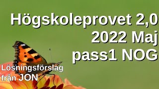 HP 20 2022 Vår Maj pass1 NOG Högskoleprovet med JON [upl. by Zalucki]