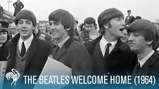 The Beatles Welcome Home to England 1964  British Pathé [upl. by Krilov]