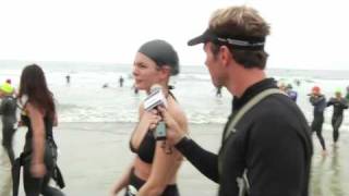 Mitch Thrower interviews Nicole Steinweddel at Nautica Malibu Triathlon [upl. by Tahpos]