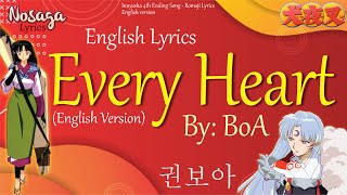 Every Heart English  BoA 권보아  Inuyasha 4th Ending Song Romaji Lyrics amp English Translate [upl. by Odele]