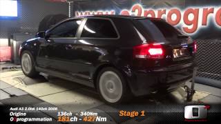 Audi A3 14 20tdi ip 140 185 quattro 2006 reprogrammation moteur stage 1 [upl. by Nayek]