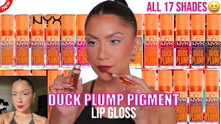 new NYX DUCK PLUMP HIGH PIGMENT LIP GLOSS  NATURAL LIGHTING LIP SWATCHES  MagdalineJanet [upl. by Eldrid265]