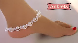 How to make Anklets পুতির পায়েল   Jewelry Making  Beaded Anklets  Reya Handicraft [upl. by Adnicaj]