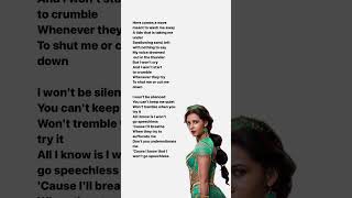 Naomi Scott  Speechless Lyrics speachless shorts short aladdin naomi [upl. by Aiduan]