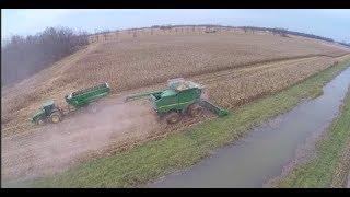 2017 Ohio Corn Harvest in the mud  Green Oak Farms [upl. by Padriac]