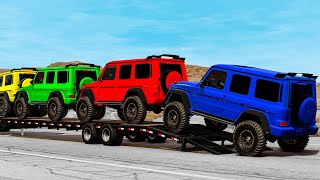 Flatbed Truck Mcqueen  Transportation with Truck  Pothole vs Car 7  BeamNGDrive  Just BeamNG [upl. by Falcone]