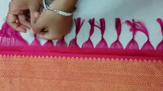 How to make Saree Kuchu  tassels Design using pattu saree  Saree Pallu Knots Design [upl. by Armilda]