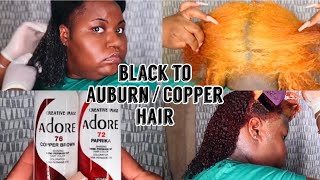 Dying my Natural Hair AuburnCopper  Black to Aubrun hair  Adore Cajun Spice Copper Brown [upl. by Flss]