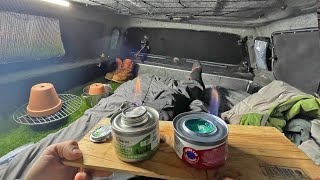 Truck Camping in 17 Degrees Using Sterno Cans for Heat [upl. by Hazrit]