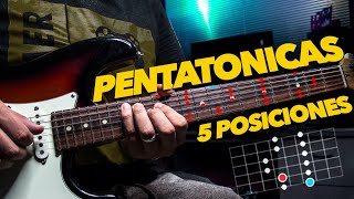 Las 5 Posiciones de la ESCALA PENTATONICA  En Guitarra Eléctrica 🎸 Mayor y Menor  Facil y Sencillo [upl. by Thedrick]