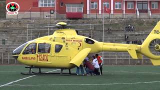 MAÇ SIRASINDA SAHAYA AMBULANS HELİKOPTER İNDİ [upl. by Nailuj]