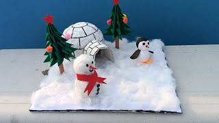 How to make igloo house  igloo house project for schoo  with cotton art igloo project making [upl. by Constantin]