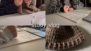 【study vlog】手編みビーニー完成🍂｜4daysstudying2languagesknitting diary [upl. by Enalahs]