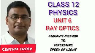 CLASS 122PHYSICS UNIT 6RAY OPTICSFIZEAUS METHOD TO DETERMINE SPEED OF LIGHT [upl. by Zerdna]