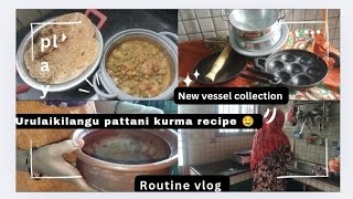 Urulaikilangu pattani kurma recipe 🤤 New vesselcollection seasoning clay potTalesofshaju7 [upl. by Ayaladnot430]