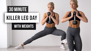 30 MIN KILLER LOWER BODY HIIT Workout  With Weights No Repeat Leg Day Home Workout [upl. by Airegin767]