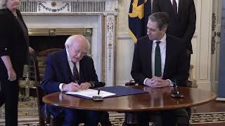 President Higgins signs warrant for the dissolution of the 33rd Dáil [upl. by Ayo]