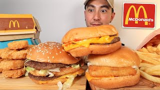 EATING MCDONALDS CRISPY CHICKEN NUGGETS FILET O FISH SANDWICH BIG MAC CHEESEBURGERS MUKBANG ASMR [upl. by Airamak132]