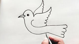 How to draw Bird with Flag  Freedom Bird Drawing for beginners [upl. by Adnoryt]