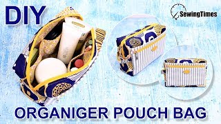 DIY Organizer Pouch Bag  travel makeup pouch sewing  cosmetic toiletry bag tutorial sewingtimes [upl. by Abernon382]