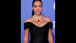 Georgina Rodriguez in a black haute couture dress at Cannes 2023 cr7 georgina cannes fashion [upl. by Linette]