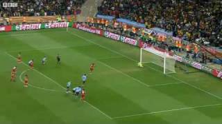 World Cup 2010 Gyan blasts penalty against bar BBC [upl. by Guntar]