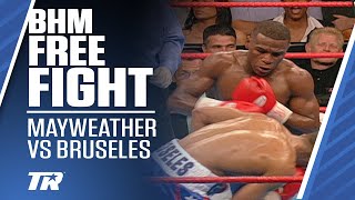 Floyd Mayweather 2nd Fight at 140 Demolishes Bruseles  Black History Month Free Fight [upl. by Notanhoj]