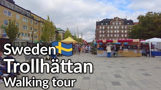 Sweden Trollhättan walking tour the central parts and a market [upl. by Mikeb]