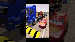 Double Flatbed Trailer Truck vs Speedbumps Train vs Cars  Tractor vs Train BeamngDrive 29 [upl. by Ledoux]