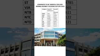 Lokmanya Tilak Medical College Mumbai Round 2 Closing Cut off 2023neet mbbs ytshorts yt20 [upl. by Nytsua]