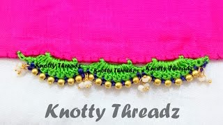 How to make Saree Tassels with beads using Silk Thread [upl. by Festa]