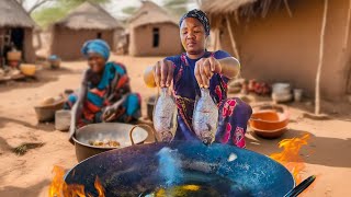 African village life cooking Village food Steamed Bread and Fish for Breakfast [upl. by Crispen811]